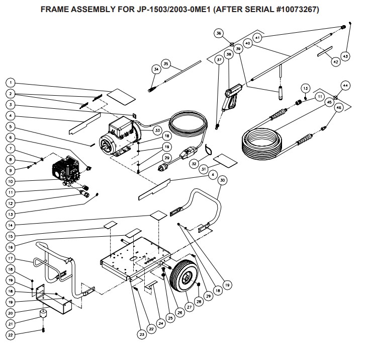 JP-1503-0ME1 Pressure Washer Breakdown, Parts Repair Kits & owners manual.